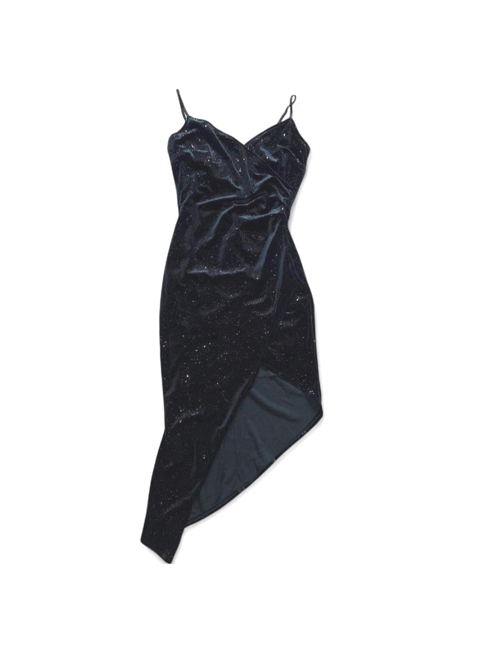 Greenโ Velvet Sparkle Asymmetrical Semi-formal Dress Y2K Homecoming Cocktail
